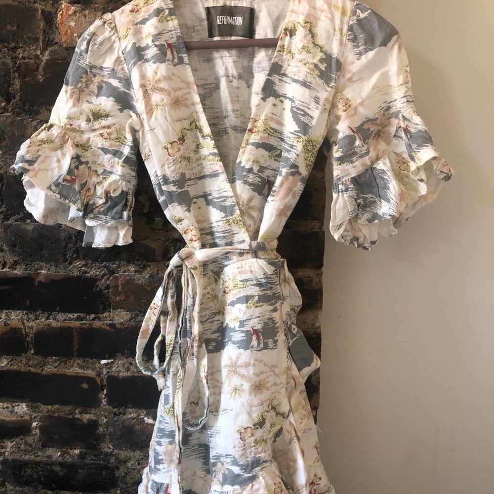 Reformation Kelsey Dress - LongBeach Print - Picture 6 of 7